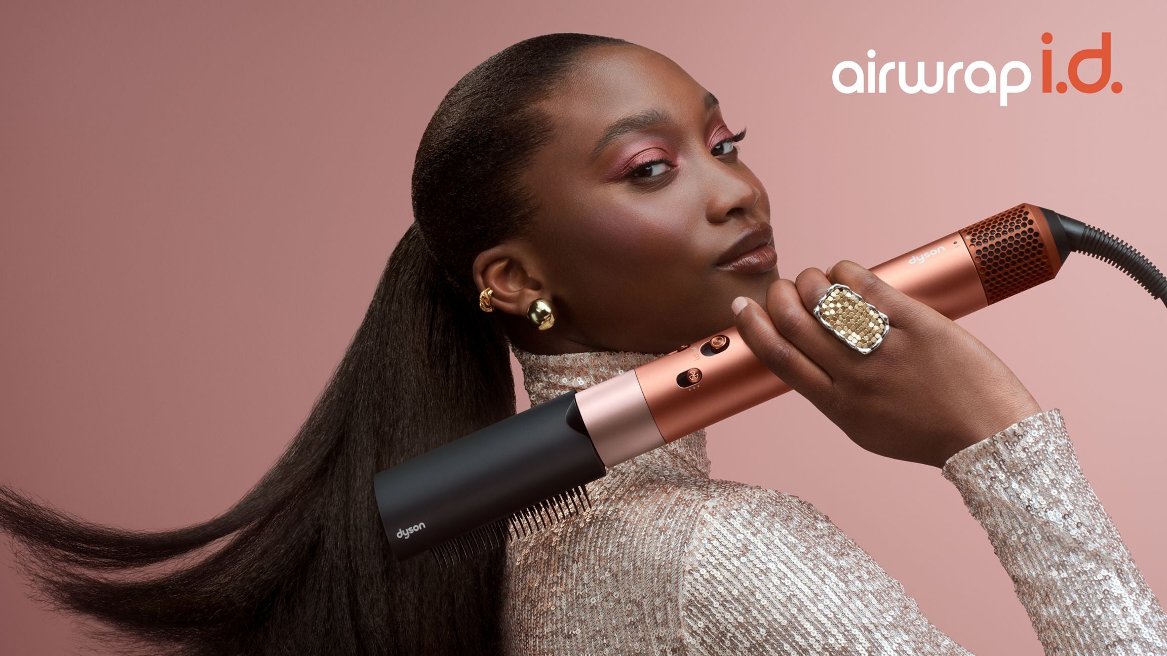 Multi-styler Dyson Airwrap i.d™ - cheveux bouclés à frisés (Soie Ambrée)